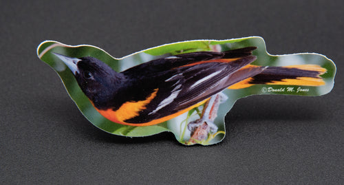 Baltimore Oriole die-cut sticker by Donald M. Jones